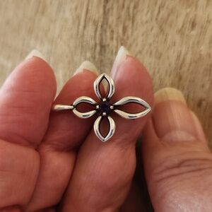 James Avery Amethyst Remembrance Cross Pendant Sterling Silver